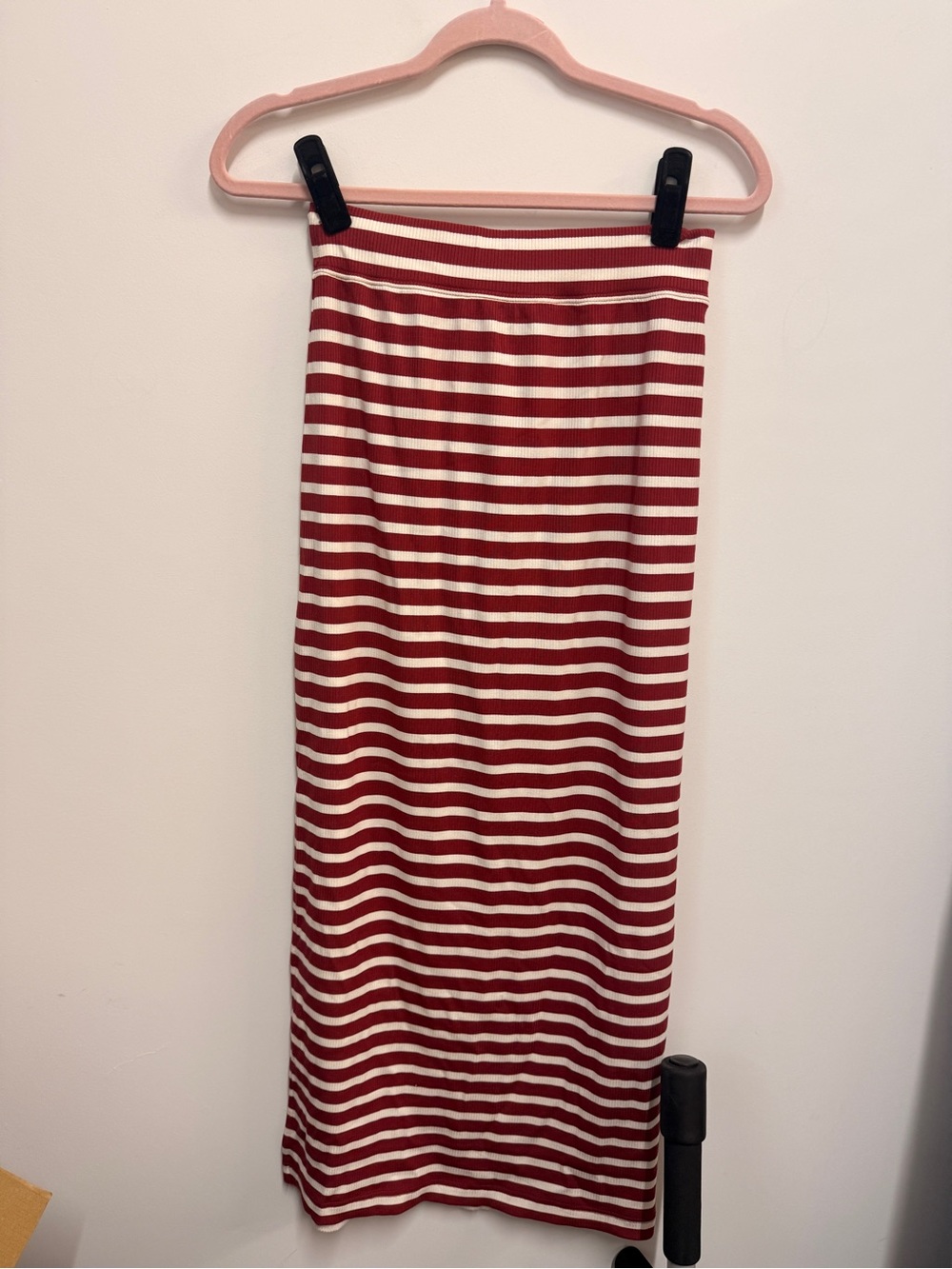 aerie Red and White Striped Maxi Skirt